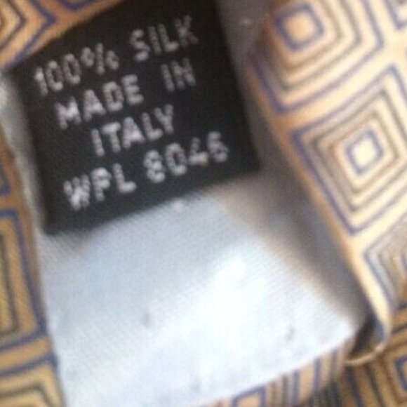 Alfani Mens All Silk Neck‎ Tie Italian Made Copper Tan Squares 3.5” x 59" Italy - Picture 6 of 8